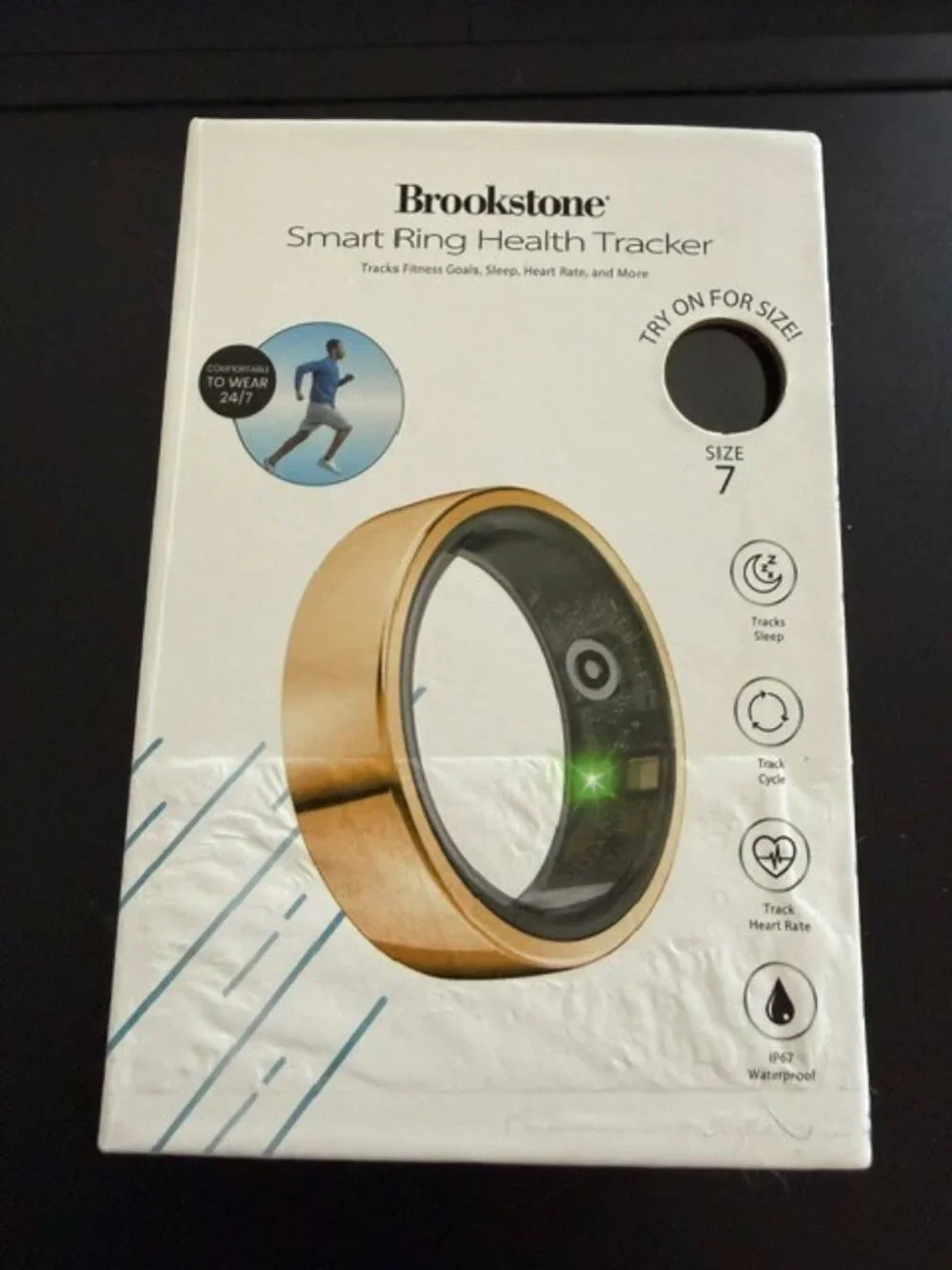 Brookstone Smart Ring Health tracker Size 7 Gold Fitness Sleep Heart Rate EUC